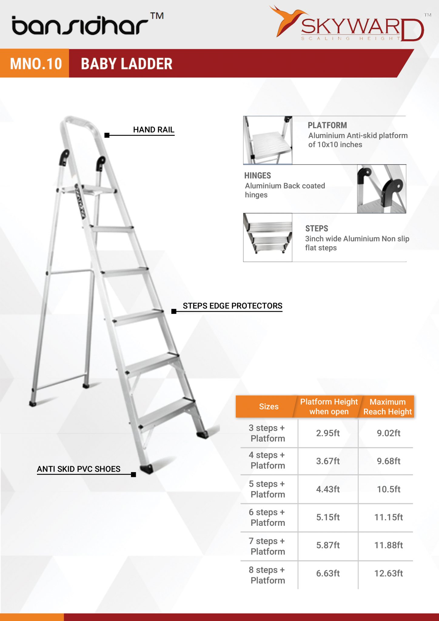 Model No.10 Aluminium Baby Ladder | Skyward India
