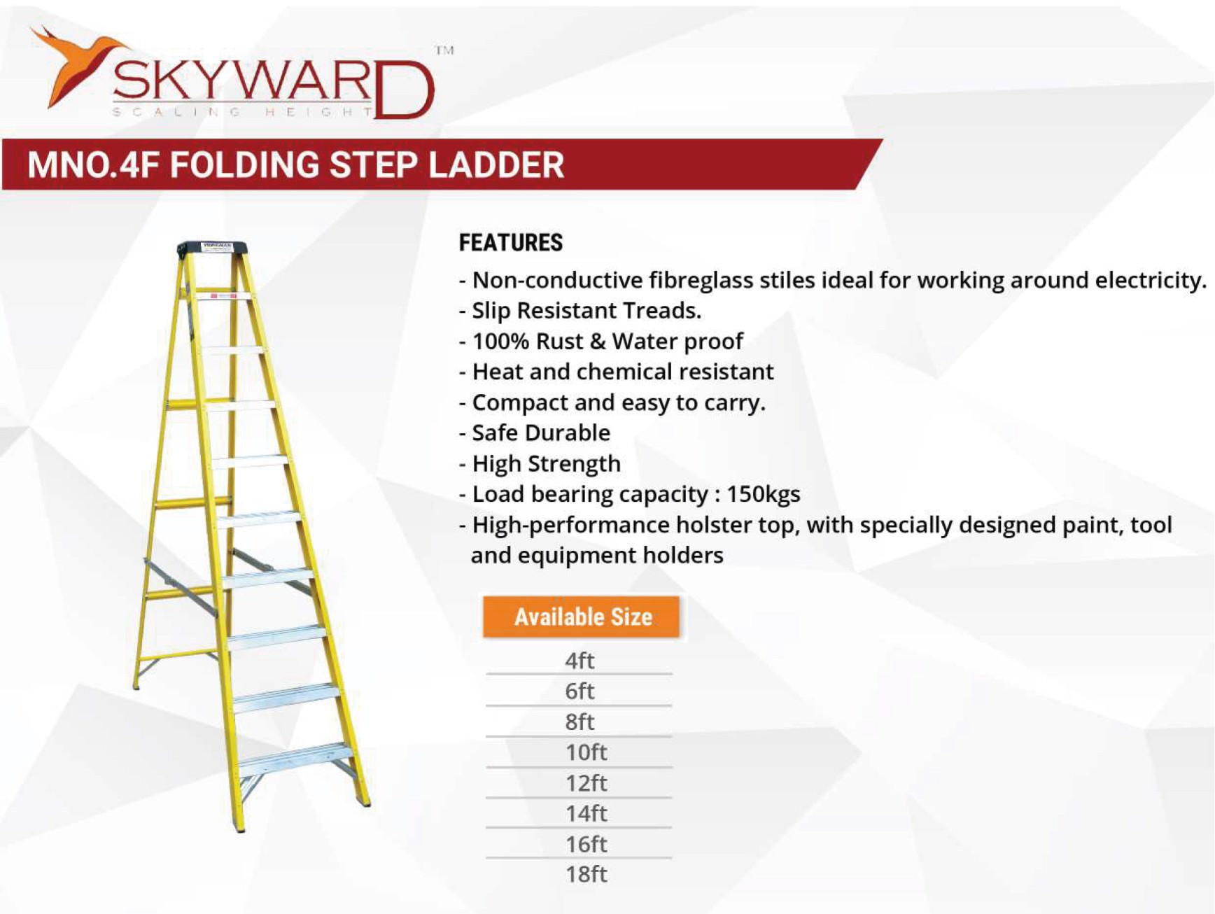 Model No. 4F FRP Folding Step Ladder | Skyward India